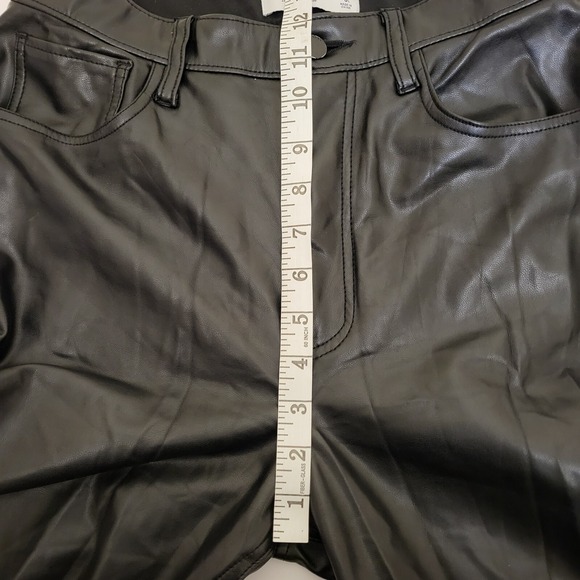 Abercrombie Fitch Vegan Leather Ankle Straight Ultra High Rise Pants Black 28 6 - Picture 5 of 10